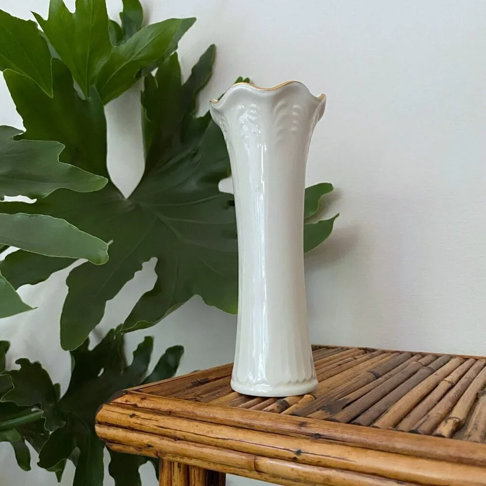 Crown Classics Whitehall Fine Porcelain Gold Trim Vase 6